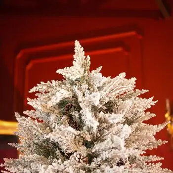 Snow-Covered Christmas Tree With Mixed Silicone Needle And Pine Cones PE+PVC 210 CM - დათოვლილი ნაძვის ხე შერეული სილიკონის წიწვებით და გირჩით, 3 image
