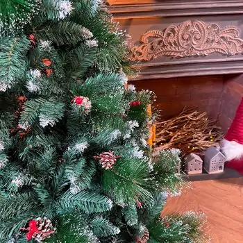 Merrywood Christmas Tree 180 CM With Pine Cones And Berries ნაძვის ხე დათოვლილი ბოლოებით გირჩით და კენკრით (OT024), 6 image