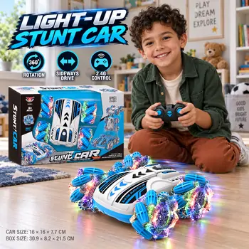 Remote Control Stunt Car With Glowing Wheels - სათამაშო დისტანციური მანქანა