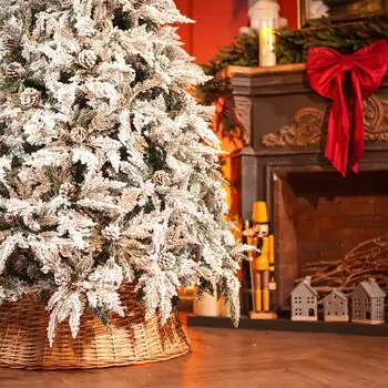 Snow-Covered Christmas Tree With Mixed Silicone Needle And Pine Cones PE+PVC 210 CM - დათოვლილი ნაძვის ხე შერეული სილიკონის წიწვებით და გირჩით, 5 image