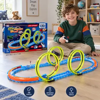 Glow Track With Three Loop - სათამაშო ავტოტრასა სამი მარყუჟით