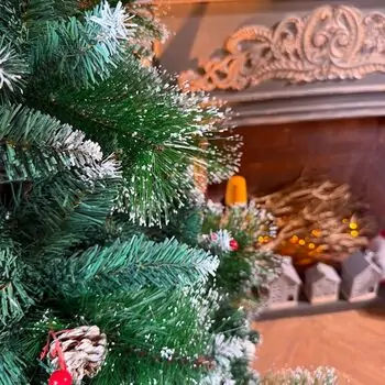 Merrywood Christmas Tree 180 CM With Pine Cones And Berries ნაძვის ხე დათოვლილი ბოლოებით გირჩით და კენკრით (OT024), 10 image