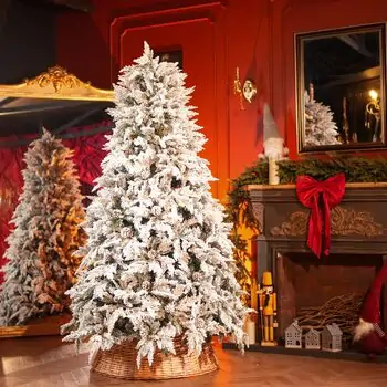 Snow-Covered Christmas Tree With Mixed Silicone Needle And Pine Cones PE+PVC 210 CM - დათოვლილი ნაძვის ხე შერეული სილიკონის წიწვებით და გირჩით