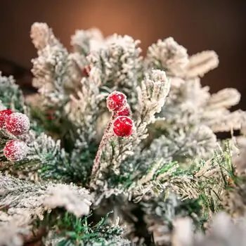 Christmas Tree With Berries PE + PVC 210 CM Snow-Covered - დათოვლილი ნაძვის ხე შერეული სილიკონის წიწვებით და კენკრით, 9 image