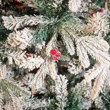 Christmas Tree With Berries PE + PVC 210 CM Snow-Covered - დათოვლილი ნაძვის ხე შერეული სილიკონის წიწვებით და კენკრით, 4 image