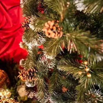 Lidia Green Christmas Tree With White Tips, Pine Cones And Berries PVC 220CM - ნაძვის ხე თეთრი ბოლოებით, გირჩით და კენკრით, 10 image