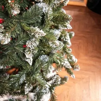 Crystal Christmas Tree 220 CM With Snow-Covered Branches And Berries ნაძვის ხე დათოვლილი ბოლოებით და კენკრით, 10 image