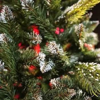 Diamant Green Christmas Tree With Mixed Silicone Needle And Red Viburnum Berries PE+ PVC 200CM - ნაძვის ხე შერეული სილიკონის წიწვებით და კენკრით, 14 image