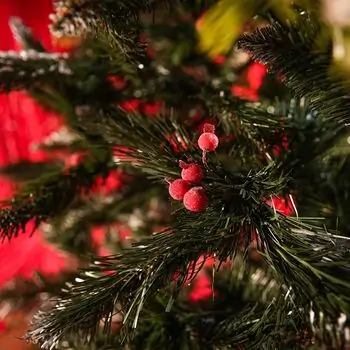 Diamant Green Christmas Tree With Mixed Silicone Needle And Red Viburnum Berries PE+ PVC 200CM - ნაძვის ხე შერეული სილიკონის წიწვებით და კენკრით, 6 image