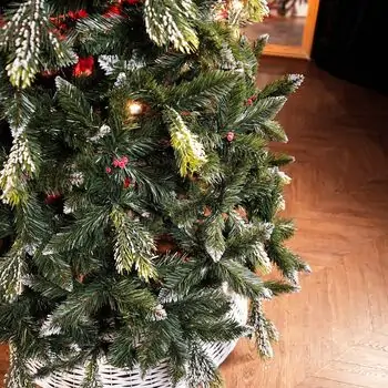Diamant Green Christmas Tree With Mixed Silicone Needle And Red Viburnum Berries PE+ PVC 220CM - ნაძვის ხე შერეული სილიკონის წიწვებით და კენკრით, 7 image