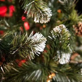 Lidia Green Christmas Tree With White Tips, Pine Cones And Berries PVC 220CM - ნაძვის ხე თეთრი ბოლოებით, გირჩით და კენკრით, 11 image
