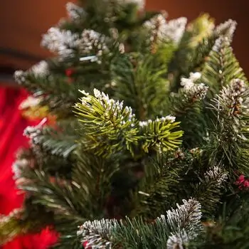 Diamant Green Christmas Tree With Mixed Silicone Needle And Red Viburnum Berries PE+ PVC 220CM - ნაძვის ხე შერეული სილიკონის წიწვებით და კენკრით, 9 image
