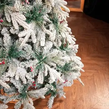 Christmas Tree With Berries PE + PVC 210 CM Snow-Covered - დათოვლილი ნაძვის ხე შერეული სილიკონის წიწვებით და კენკრით, 13 image