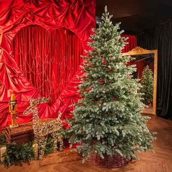 Scandinavian Christmas Tree PE 210 CM  With Blue Tips  საახალწლო ნაძვის ხე 100% სილიკონი