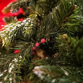 Diamant Green Christmas Tree With Mixed Silicone Needle And Red Viburnum Berries PE+ PVC 220CM - ნაძვის ხე შერეული სილიკონის წიწვებით და კენკრით, 6 image