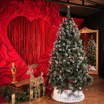 Crystal Christmas Tree 220 CM With Snow-Covered Branches And Berries ნაძვის ხე დათოვლილი ბოლოებით და კენკრით