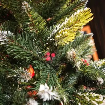 Diamant Green Christmas Tree With Mixed Silicone Needle And Red Viburnum Berries PE+ PVC 200CM - ნაძვის ხე შერეული სილიკონის წიწვებით და კენკრით, 7 image