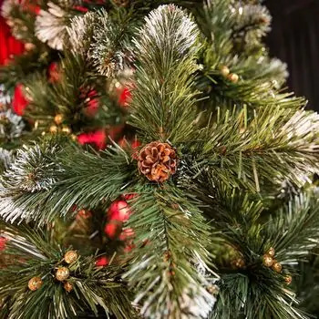 Lidia Green Christmas Tree With White Tips, Pine Cones And Berries PVC 220CM - ნაძვის ხე თეთრი ბოლოებით, გირჩით და კენკრით, 8 image