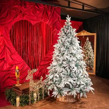 Christmas Tree With Berries PE + PVC 210 CM Snow-Covered - დათოვლილი ნაძვის ხე შერეული სილიკონის წიწვებით და კენკრით