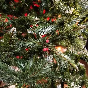 Diamant Green Christmas Tree With Mixed Silicone Needle And Red Viburnum Berries PE+ PVC 200CM - ნაძვის ხე შერეული სილიკონის წიწვებით და კენკრით, 13 image