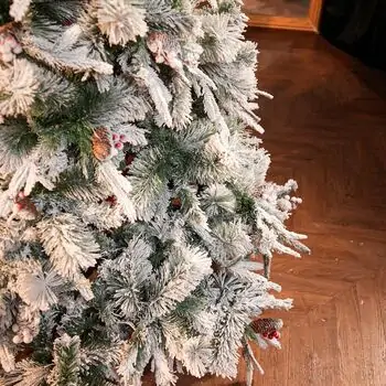 Snow-Covered Christmas Tree With Cones And Berries საახალწლო ნაძვის ხე შერეული დათოვლილი სილიკონის წიწვებით, გირჩით და კენკრით  210 სმ (OT2020), 10 image