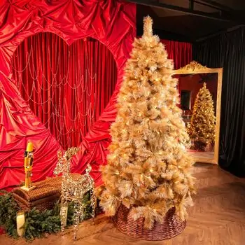 Champange Gold Christmas Tree 210 CM With Lights - საახალწლო ნაძვის ხე განათებით