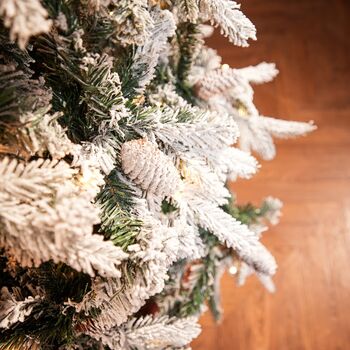 Christmas Tree 210 CM With Pine Cones And Lights, PE + PVC Snow-Covered ნაძვის ხე სილიკონის შერეული ტოტებით, გირჩით და განათებით, 12 image