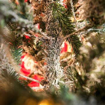 Christmas Tree 210 CM With Pine Cones And Lights, PE + PVC Snow-Covered ნაძვის ხე სილიკონის შერეული ტოტებით, გირჩით და განათებით, 9 image