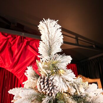 Christmas Tree 210 CM With Pine Cones And Lights PE + PVC Snow-Covered - დათოვლილი ნაძვის ხე შერეული სილიკონის წიწვებით, გირჩით და განათებით, 3 image