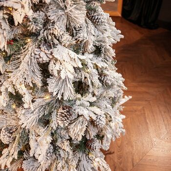 Christmas Tree 210 CM With Pine Cones And Lights PE + PVC Snow-Covered - დათოვლილი ნაძვის ხე შერეული სილიკონის წიწვებით, გირჩით და განათებით, 9 image