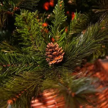 Winter Pearl Christmas Tree 210 CM With Pine Cones And Berries - ნაძვის ხე გირჩით და კენკრით, 12 image