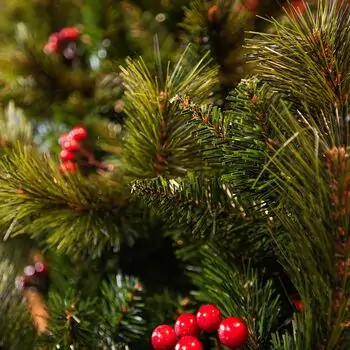 Winter Pearl Christmas Tree 210 CM With Pine Cones And Berries - ნაძვის ხე გირჩით და კენკრით, 14 image