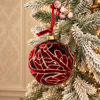 Velvet Rose Christmas Bauble Hanging Decoration - ნაძვის ხის სათამაშო