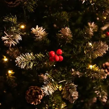 Frosted Haven Christmas Tree  210 CM With Light, Snow-Covered Branches, Pine Cones And Berries - ნაძვის ხე განათებით დათოვლილი ბოლოებით, გირჩით და კენკრით, 12 image