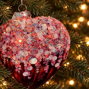 Red Crystal Cascade Heart Hanging Decoration - ნაძვის ხის სათამაშო, 2 image