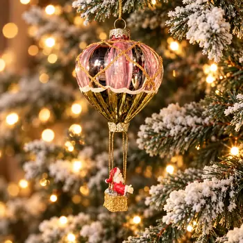 Santa’s Balloon Ride Pink Hanging Decoration - ნაძვის ხის სათამაშო, 2 image