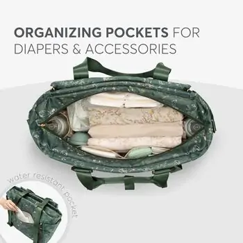 KikkaBoo Mama bag Florence Secret Garden Green დედის ჩანთა, 7 image