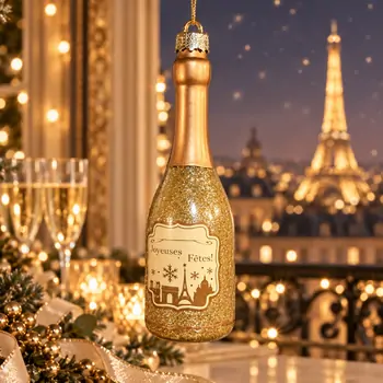Paris Champagne Bottle Hanging Decoration - ნაძვის ხის სათამაშო