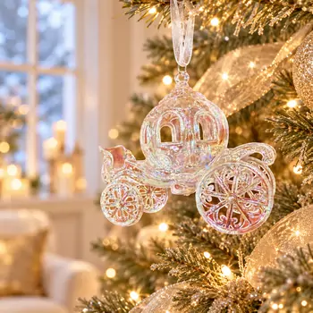 Glass Cinderella Carriage Christmas Hanging Decoration - ნაძვის ხის სათამაშო, 2 image