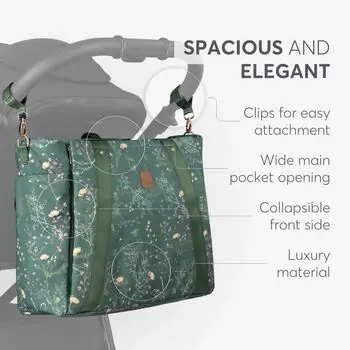 KikkaBoo Mama bag Florence Secret Garden Green დედის ჩანთა, 6 image