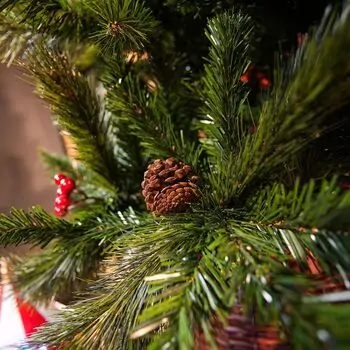 Winter Pearl Christmas Tree 210 CM With Pine Cones And Berries - ნაძვის ხე გირჩით და კენკრით, 11 image