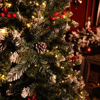 Frosted Haven Christmas Tree  210 CM With Light, Snow-Covered Branches, Pine Cones And Berries - ნაძვის ხე განათებით დათოვლილი ბოლოებით, გირჩით და კენკრით, 6 image