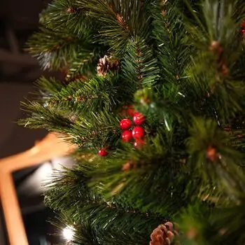 Winter Pearl Christmas Tree 210 CM With Pine Cones And Berries - ნაძვის ხე გირჩით და კენკრით, 8 image