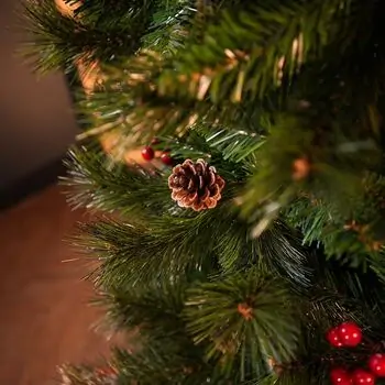Winter Pearl Christmas Tree 210 CM With Pine Cones And Berries - ნაძვის ხე გირჩით და კენკრით, 9 image