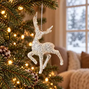 Silver Reindeer Christmas Hanging Decoration - ნაძვის ხის სათამაშო