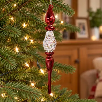 Red Crystal Drop Hanging Decoration - ნაძვის ხის სათამაშო