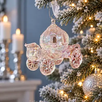 Glass Cinderella Carriage Christmas Hanging Decoration - ნაძვის ხის სათამაშო