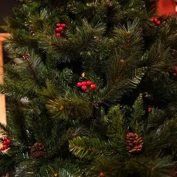 Winter Pearl Christmas Tree 210 CM With Pine Cones And Berries - ნაძვის ხე გირჩით და კენკრით, 10 image