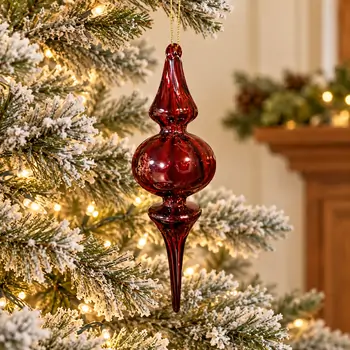 Red Glass Drop Hanging Decoration - ნაძვის ხის სათამაშო