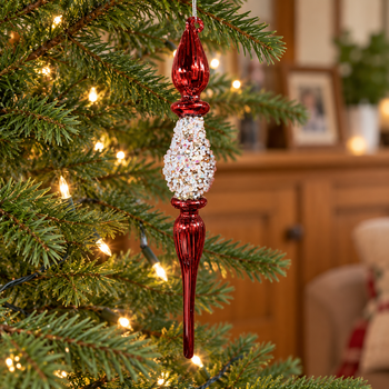 Red Crystal Drop Hanging Decoration - ნაძვის ხის სათამაშო